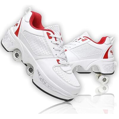 JinFugron Chaussures de roller, chaussures à roulettes, pour filles et hommes, chaussures de skateboard, confortables et respirantes, patins à roulettes réglables avec roues cachées JinFugron Chaussures de roller, chaussures à roulettes, pour filles et hommes, chaussures de skateboard, confortables et respirantes, patins à roulettes réglables avec roues cachées