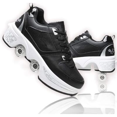 JinFugron Chaussures de roller, chaussures à roulettes, pour filles et hommes, chaussures de skateboard, confortables et respirantes, patins à roulettes réglables avec roues cachées JinFugron Chaussures de roller, chaussures à roulettes, pour filles et hommes, chaussures de skateboard, confortables et respirantes, patins à roulettes réglables avec roues cachées