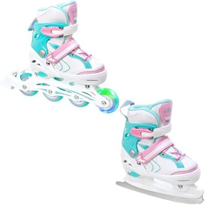Raven Lia 2en1 Rollers en ligne-Patins à glace réglables avec roue lumineuse LED Raven Lia 2en1 Rollers en ligne-Patins à glace réglables avec roue lumineuse LED