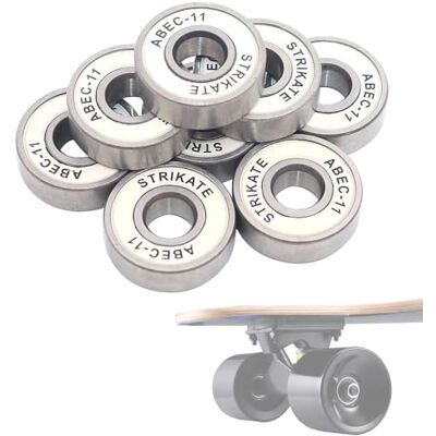 POFET Lot de 8 roulements à billes 608 ZZ pour skateboard, longboard, roller, 608, double blindage, argent POFET Lot de 8 roulements à billes 608 ZZ pour skateboard, longboard, roller, 608, double blindage, argent