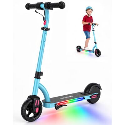 Caroma Trottinette électrique pour enfants, 150 W, réglable en hauteur et pliable, écran LED et lumières colorées, trottinette électrique pour enfants de 6 à 12 ans, bleu Caroma Trottinette électrique pour enfants, 150 W, réglable en hauteur et pliable, écran LED et lumières colorées, trottinette électrique pour enfants de 6 à 12 ans, bleu