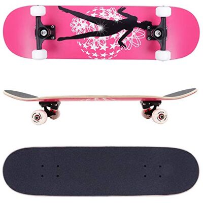 FunTomia Skateboard avec roulements à billes ABEC-9, dureté des roues 100 A et 100% bois d'érable canadien 7 couches avec kicktail FunTomia Skateboard avec roulements à billes ABEC-9, dureté des roues 100 A et 100% bois d'érable canadien 7 couches avec kicktail