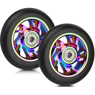 Yungeln Roues de trottinette Pro Stunt 100 mm avec roulements ABEC 9 compatibles avec les trottinettes Razor/Apollo/Cox Swain et la plupart des trottinettes Freestyle avec roues de 100 mm Yungeln Roues de trottinette Pro Stunt 100 mm avec roulements ABEC 9 compatibles avec les trottinettes Razor/Apollo/Cox Swain et la plupart des trottinettes Freestyle avec roues de 100 mm