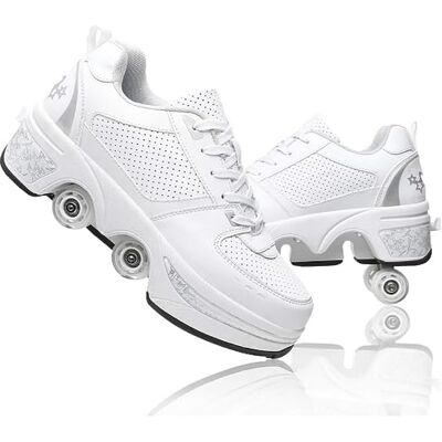 JinFugron Chaussures à roulettes, chaussures à roulettes, pour filles, hommes, chaussures de skateboard, confortables et respirantes, patins à roulettes réglables, baskets cachées avec roulettes JinFugron Chaussures à roulettes, chaussures à roulettes, pour filles, hommes, chaussures de skateboard, confortables et respirantes, patins à roulettes réglables, baskets cachées avec roulettes