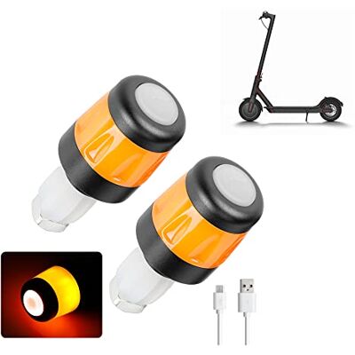 Fututech LED Voyant de Guidon Etanche pour Scooter Electrique Bouchon de Guidon pour Xiaomi Clignotant Rechargeable pour Segway Ninebot Vélo Accessoires Trottinette (Noir/Orange) Fututech LED Voyant de Guidon Etanche pour Scooter Electrique Bouchon de Guidon pour Xiaomi Clignotant Rechargeable pour Segway Ninebot Vélo Accessoires Trottinette (Noir/Orange)