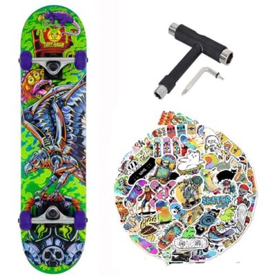 Tony Hawk Skateboard complet professionnel série débutant 7,5" + outil polyvalent + 50 autocollants brillants Tony Hawk Skateboard complet professionnel série débutant 7,5" + outil polyvalent + 50 autocollants brillants