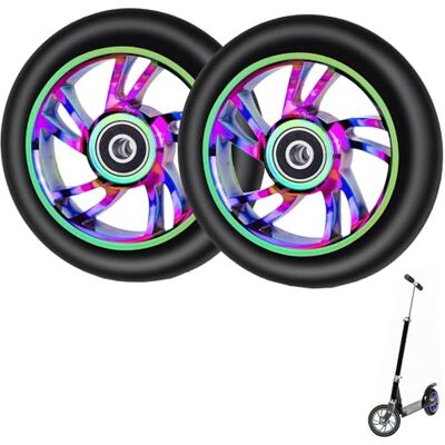 CLKE 2Pcs Roue de Trottinette Freestyle Pro Stunt 100mm, Roue Coloré en Alliage d'Aluminium, avec Compartiments pour Roulements, pour Razor et Cox Swain CLKE 2Pcs Roue de Trottinette Freestyle Pro Stunt 100mm, Roue Coloré en Alliage d'Aluminium, avec Compartiments pour Roulements, pour Razor et Cox Swain