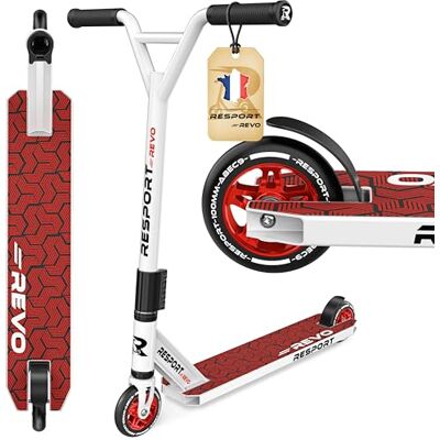 RE:SPORT REVO Trottinette Stunt pour enfants et adultes, avec support, roues en polyuréthane et barre en Y, avec support, roulement à billes ABEC 9, trottinette cascade, trottinette acrobatique (Revo RE:SPORT REVO Trottinette Stunt pour enfants et adultes, avec support, roues en polyuréthane et barre en Y, avec support, roulement à billes ABEC 9, trottinette cascade, trottinette acrobatique (Revo