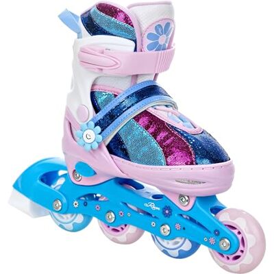 Raven Rollers en ligne pour enfants et filles réglables avec roue lumineuse LED Raven Rollers en ligne pour enfants et filles réglables avec roue lumineuse LED