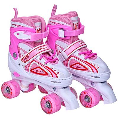Apollo Super Quad X Pro Patins à roulettes réglables pour enfants Confortables et réglables Patins à roulettes LED pour filles et garçons Tailles 31-42 Apollo Super Quad X Pro Patins à roulettes réglables pour enfants Confortables et réglables Patins à roulettes LED pour filles et garçons Tailles 31-42