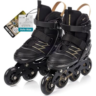 meteor Buzzy Rollers en ligne réglables pour enfants, filles, garçons et adolescents, avec roulements ABEC-9, roues en polyuréthane 76-80 mm, rail en aluminium 82A, frein haute coque et ajustement de meteor Buzzy Rollers en ligne réglables pour enfants, filles, garçons et adolescents, avec roulements ABEC-9, roues en polyuréthane 76-80 mm, rail en aluminium 82A, frein haute coque et ajustement de