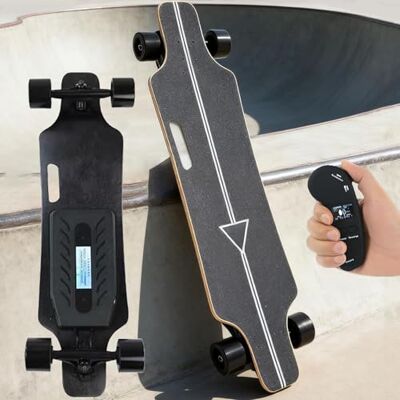 moupeaktain Longboard avec télécommande à 4 vitesses, skateboard électrique 350 W pour adultes et débutants, portée 15 km, vitesse maximale 25 km/h, shortboard léger avec guidon moupeaktain Longboard avec télécommande à 4 vitesses, skateboard électrique 350 W pour adultes et débutants, portée 15 km, vitesse maximale 25 km/h, shortboard léger avec guidon