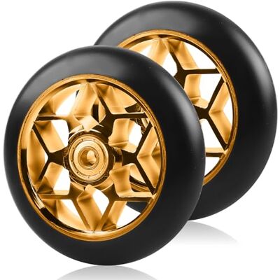 GOMETY Stunt Lot de 2 roues de rechange pour trottinette Stunt 110 mm 88A Avec roulements ABEC-9 Noyau de rayons en aluminium Pour toutes sortes (or, perçage) GOMETY Stunt Lot de 2 roues de rechange pour trottinette Stunt 110 mm 88A Avec roulements ABEC-9 Noyau de rayons en aluminium Pour toutes sortes (or, perçage)