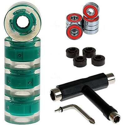 FunTomia Lot de 4 roues pour mini board/skateboard 59 x 45 mm avec outil en T et roulement à billes ABEC-9, dureté 82A, avec clé en T FunTomia Lot de 4 roues pour mini board/skateboard 59 x 45 mm avec outil en T et roulement à billes ABEC-9, dureté 82A, avec clé en T