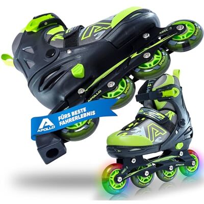 Apollo Champion Rollers réglables pour garçons et filles à partir de la taille 31, pour homme et femme jusqu'à la taille 42, rollers en ligne de qualité supérieure pour enfants et adultes avec roues Apollo Champion Rollers réglables pour garçons et filles à partir de la taille 31, pour homme et femme jusqu'à la taille 42, rollers en ligne de qualité supérieure pour enfants et adultes avec roues
