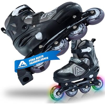 Apollo Champion Rollers réglables pour garçons et filles à partir de la taille 31, pour homme et femme jusqu'à la taille 42, rollers en ligne de qualité supérieure pour enfants et adultes avec roues Apollo Champion Rollers réglables pour garçons et filles à partir de la taille 31, pour homme et femme jusqu'à la taille 42, rollers en ligne de qualité supérieure pour enfants et adultes avec roues
