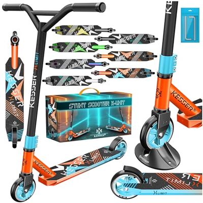 KESSER ® X-Limit Trottinette freestyle, robuste et amusante, direction à 360°, roulement à billes ABEC 9, roues PU 100 mm, trottinette de ville, d'acrobatie, pour les enfants et les adultes KESSER ® X-Limit Trottinette freestyle, robuste et amusante, direction à 360°, roulement à billes ABEC 9, roues PU 100 mm, trottinette de ville, d'acrobatie, pour les enfants et les adultes