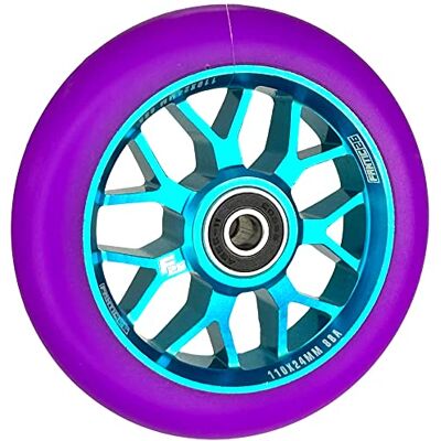 Fantic26 Spy7 Stunt Roue de trottinette I Trick I Pédale I Trottinette I Roue I 110 mm I ABEC 11 I Rapide I Silencieux I Freestyle (turquoise/violet PU) Fantic26 Spy7 Stunt Roue de trottinette I Trick I Pédale I Trottinette I Roue I 110 mm I ABEC 11 I Rapide I Silencieux I Freestyle (turquoise/violet PU)