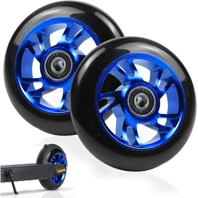 SENLINLIN Stunt Lot de 2 roues de rechange pour scooter 100 mm, pneus 100 x 24 mm, jantes en alliage d'aluminium, roulement ABEC-9, convient pour trottinette SENLINLIN Stunt Lot de 2 roues de rechange pour scooter 100 mm, pneus 100 x 24 mm, jantes en alliage d'aluminium, roulement ABEC-9, convient pour trottinette
