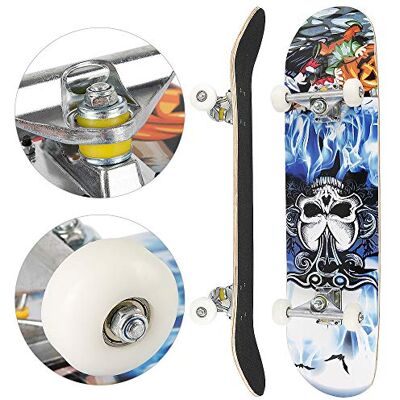 LANTUS Skateboard complet pour enfants, adolescents et adultes, débutants, double kick Maple Deck Concave Cruiser Skateboard avec outil en T LANTUS Skateboard complet pour enfants, adolescents et adultes, débutants, double kick Maple Deck Concave Cruiser Skateboard avec outil en T