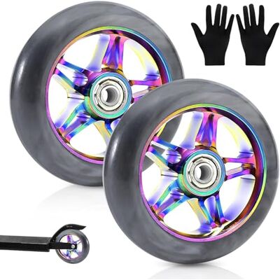PORFOYO Roues de Trottinette 110 mm, 2 Pièces Roue Trottinette, Roues de Scooter, Roues de Rechange avec Roulements à Billes ABEC 9, pour Voitures à Bascule, Voitures Extrêmes, Scooters PORFOYO Roues de Trottinette 110 mm, 2 Pièces Roue Trottinette, Roues de Scooter, Roues de Rechange avec Roulements à Billes ABEC 9, pour Voitures à Bascule, Voitures Extrêmes, Scooters