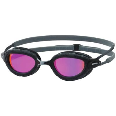 Zoggs Predator Lunettes de natation flexibles en titane avec protection UV, sangles de natation à réglage rapide, verres anti-buée pour adultes, ultra ajustés, gris/noir/rose miroir – Coupe normale Zoggs Predator Lunettes de natation flexibles en titane avec protection UV, sangles de natation à réglage rapide, verres anti-buée pour adultes, ultra ajustés, gris/noir/rose miroir – Coupe normale