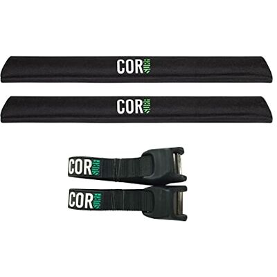 COR Surf Aero Lot de 2 coussinets de barres de toit et 2 sangles en silicone résistant aux rayures pour planche de surf, SUP, kayak et canoë (71 cm de large) COR Surf Aero Lot de 2 coussinets de barres de toit et 2 sangles en silicone résistant aux rayures pour planche de surf, SUP, kayak et canoë (71 cm de large)