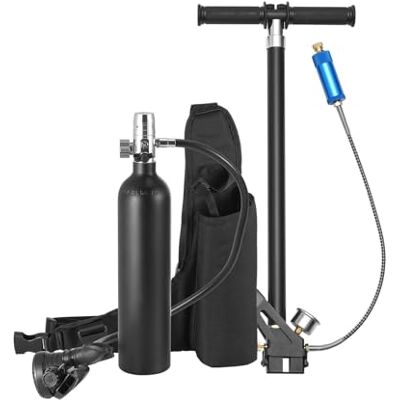 VEVOR Réservoir de plongée portable de 1 L, support de cylindre d'oxygène de plongée de 15 à 20 minutes, respiration sous-marine, profondeur de plongée de 30 m, réservoirs d'air rechargeables avec VEVOR Réservoir de plongée portable de 1 L, support de cylindre d'oxygène de plongée de 15 à 20 minutes, respiration sous-marine, profondeur de plongée de 30 m, réservoirs d'air rechargeables avec