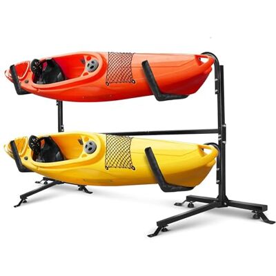 Yes4All Porte-kayak autoportant double pour garage, support d'extérieur en acier durable, idéal pour kayaks, planches de surf, planche à pagaie de 79,4 kg Yes4All Porte-kayak autoportant double pour garage, support d'extérieur en acier durable, idéal pour kayaks, planches de surf, planche à pagaie de 79,4 kg
