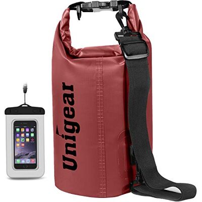 Unigear Sac étanche flottant pour équipement sec pour bateau, kayak, pêche, rafting, natation, camping et snowboard (rouge, 5 l) Unigear Sac étanche flottant pour équipement sec pour bateau, kayak, pêche, rafting, natation, camping et snowboard (rouge, 5 l)