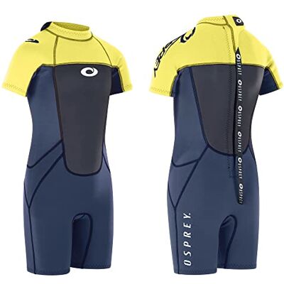 Osprey Origin Combinaison de plongée courte de 3 mm en néoprène pour enfants, garçons et filles, jaune, taille M Osprey Origin Combinaison de plongée courte de 3 mm en néoprène pour enfants, garçons et filles, jaune, taille M