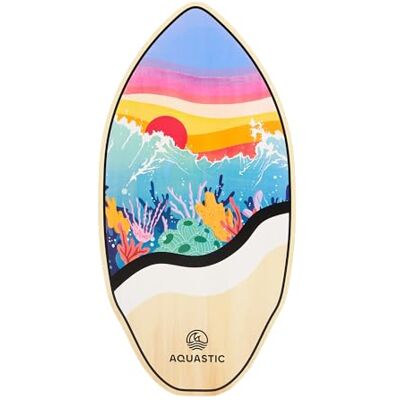 AQUASTIC Lagoon 39" Skimboard en contreplaqué de peuplier 99 x 49 cm jusqu'à 100 kg Planche colorée pour débutants et confirmés AQUASTIC Lagoon 39" Skimboard en contreplaqué de peuplier 99 x 49 cm jusqu'à 100 kg Planche colorée pour débutants et confirmés
