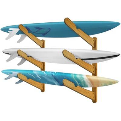 TWO STONES Porte-planches de surf pour le mur, support de planche de surf fonctionne comme support de shortboard, skimboard et longboard (CJ-OT2202) TWO STONES Porte-planches de surf pour le mur, support de planche de surf fonctionne comme support de shortboard, skimboard et longboard (CJ-OT2202)