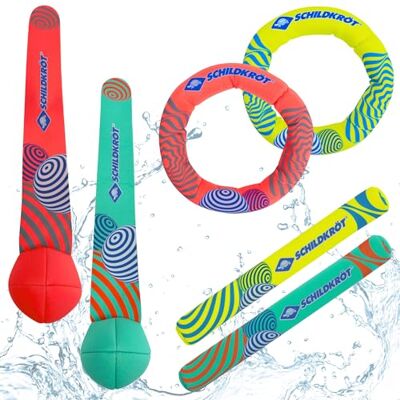 Schildkröt Set de Plongée en Néoprène 6 Pièces 2 Anneaux, 2 Bâtons, 2 Balles avec Remplissage de Sable Souple et Sécurisé Se Tiennent Verticalement en Bas Jouet Aquatique Enfants Schildkröt Set de Plongée en Néoprène 6 Pièces 2 Anneaux, 2 Bâtons, 2 Balles avec Remplissage de Sable Souple et Sécurisé Se Tiennent Verticalement en Bas Jouet Aquatique Enfants
