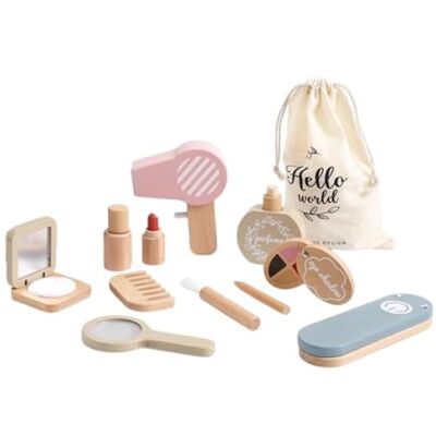 RCGOFOLLOW Kit de maquillage en bois pour filles : peigne et brosse à cheveux avec accessoires en bois pour jouer à faire semblant et développer la motricité. RCGOFOLLOW Kit de maquillage en bois pour filles : peigne et brosse à cheveux avec accessoires en bois pour jouer à faire semblant et développer la motricité.