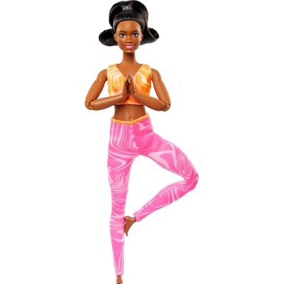 Barbie Made To Move Poupée tendance, brune portant un haut et un pantalon de sport amovibles, 22 « articulations » pliables Barbie Made To Move Poupée tendance, brune portant un haut et un pantalon de sport amovibles, 22 « articulations » pliables