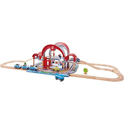 Hape Jouet Grande Gare Urbaine pour Circuit Train Bois Jeu de 45 pièces Système d'Imitation avec Lumière & Enregistreur pour Enfant dès 3 ans Compatible avec Circuits de Marques Traditionnelles Hape Jouet Grande Gare Urbaine pour Circuit Train Bois Jeu de 45 pièces Système d'Imitation avec Lumière & Enregistreur pour Enfant dès 3 ans Compatible avec Circuits de Marques Traditionnelles
