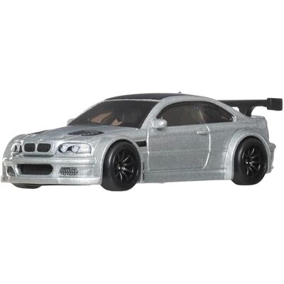 Hot Wheels Premium Boulevard BMW M3 GTR, argent, modèle moulé sous pression à l'échelle 1:64, série Real Riders, numéro 142 Hot Wheels Premium Boulevard BMW M3 GTR, argent, modèle moulé sous pression à l'échelle 1:64, série Real Riders, numéro 142