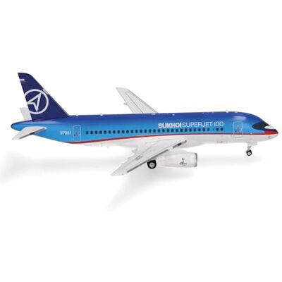 Herpa maquette avion Sukhoi Civil Aircraft Superjet 100 – 97001, echelle 1/200, model, pièce de collection, d'avion con support, figurine metal Herpa maquette avion Sukhoi Civil Aircraft Superjet 100 – 97001, echelle 1/200, model, pièce de collection, d'avion con support, figurine metal