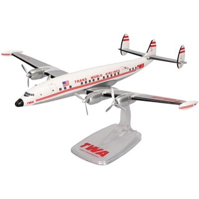 Herpa Modèle réduit avion TWA Trans World Airlines Lockheed L-1049G Super Constellation N7104C, miniature à l'échelle 1:125, pièce de collection, modèle sans socle, plastique Herpa Modèle réduit avion TWA Trans World Airlines Lockheed L-1049G Super Constellation N7104C, miniature à l'échelle 1:125, pièce de collection, modèle sans socle, plastique