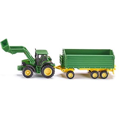 Siku 1843, Tracteur John Deere avec Chargeur Frontal et Remorque, 1:87, Métal/plastique, Vert, Remorque basculante Siku 1843, Tracteur John Deere avec Chargeur Frontal et Remorque, 1:87, Métal/plastique, Vert, Remorque basculante