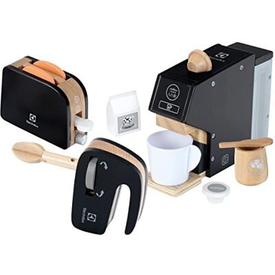 Klein Theo 7404 Set cuisine Electrolux en Bois I Avec Cafetière automatique Batteur-Mixeur et Grille-Pain I Jouet pour Enfants à partir de 3 ans Klein Theo 7404 Set cuisine Electrolux en Bois I Avec Cafetière automatique Batteur-Mixeur et Grille-Pain I Jouet pour Enfants à partir de 3 ans