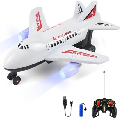AUTOMP Avion radiocommandé pour enfants à partir de 6 ans, véhicule terrestre télécommandé (non volant) avec lumière, télécommande, rechargeable, jouet ABS pour garçons et filles AUTOMP Avion radiocommandé pour enfants à partir de 6 ans, véhicule terrestre télécommandé (non volant) avec lumière, télécommande, rechargeable, jouet ABS pour garçons et filles