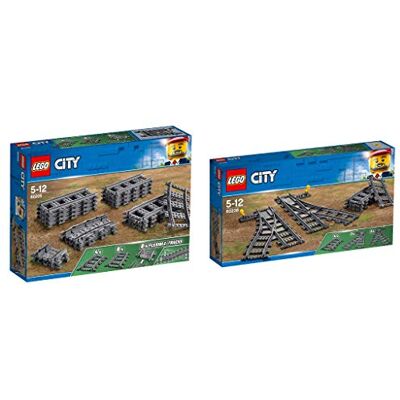 Steinchenwelt Lego City Lot de 2 rails 60205 + 60238 aiguilles pour le chemin de fer télécommandé Gris Steinchenwelt Lego City Lot de 2 rails 60205 + 60238 aiguilles pour le chemin de fer télécommandé Gris