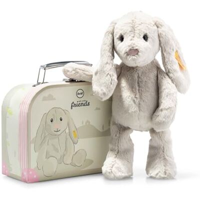 Steiff Peluche Hoppie le lapin avec valise, Adorable compagnon avec yeux en plastique, Enfants, garçons et filles, Friends, 26 cm, Gris clair, 080968 Steiff Peluche Hoppie le lapin avec valise, Adorable compagnon avec yeux en plastique, Enfants, garçons et filles, Friends, 26 cm, Gris clair, 080968
