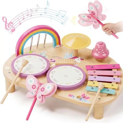 Lehoo Castle Table d'Instruments de Musiqu Bébé, Licorne Cadeau Fille 1-3 8 en 1 Montessori Kit Batterie et Xylophone Jouet éducatif en Bois FSC, Cadeau pour Enfant de 1 à 3 ans Lehoo Castle Table d'Instruments de Musiqu Bébé, Licorne Cadeau Fille 1-3 8 en 1 Montessori Kit Batterie et Xylophone Jouet éducatif en Bois FSC, Cadeau pour Enfant de 1 à 3 ans
