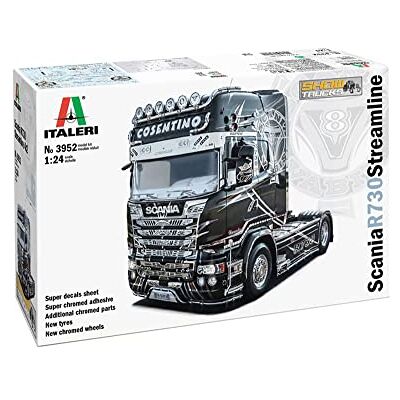Italeri 3952S 1:24 Scania R730 Streamline Show Truck, modélisme, modélisme sur pied, bricolage, passe-temps, collage, kit en plastique, détaillé, unisexe adulte, noir Italeri 3952S 1:24 Scania R730 Streamline Show Truck, modélisme, modélisme sur pied, bricolage, passe-temps, collage, kit en plastique, détaillé, unisexe adulte, noir