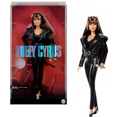 Barbie Poupée Miley Cyrus à collectionner, poupée articulée dans une tenue en similicuir avec capuche et talons, JJY06 Barbie Poupée Miley Cyrus à collectionner, poupée articulée dans une tenue en similicuir avec capuche et talons, JJY06