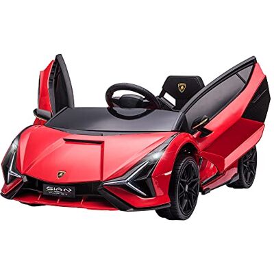 HOMCOM Voiture électrique Enfants de Sport Supercar sous Licence Lamborghini Sian 12 V V. Max. 5 Km/h avec Télécommande 2,4G Effets sonores + Lumineux Rouge HOMCOM Voiture électrique Enfants de Sport Supercar sous Licence Lamborghini Sian 12 V V. Max. 5 Km/h avec Télécommande 2,4G Effets sonores + Lumineux Rouge