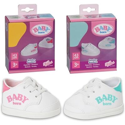 BABY born Sneakers – 1 paar poppenschoenen in 2 mogelijke designs – Willekeurige selectie – Hoogwaardige poppenkleding – Accessoire voor poppen van 43 cm BABY born Sneakers – 1 paar poppenschoenen in 2 mogelijke designs – Willekeurige selectie – Hoogwaardige poppenkleding – Accessoire voor poppen van 43 cm